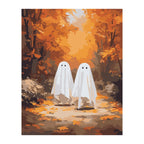 Friendly Ghosts in Autumn Forest completed artwork on a clean white background