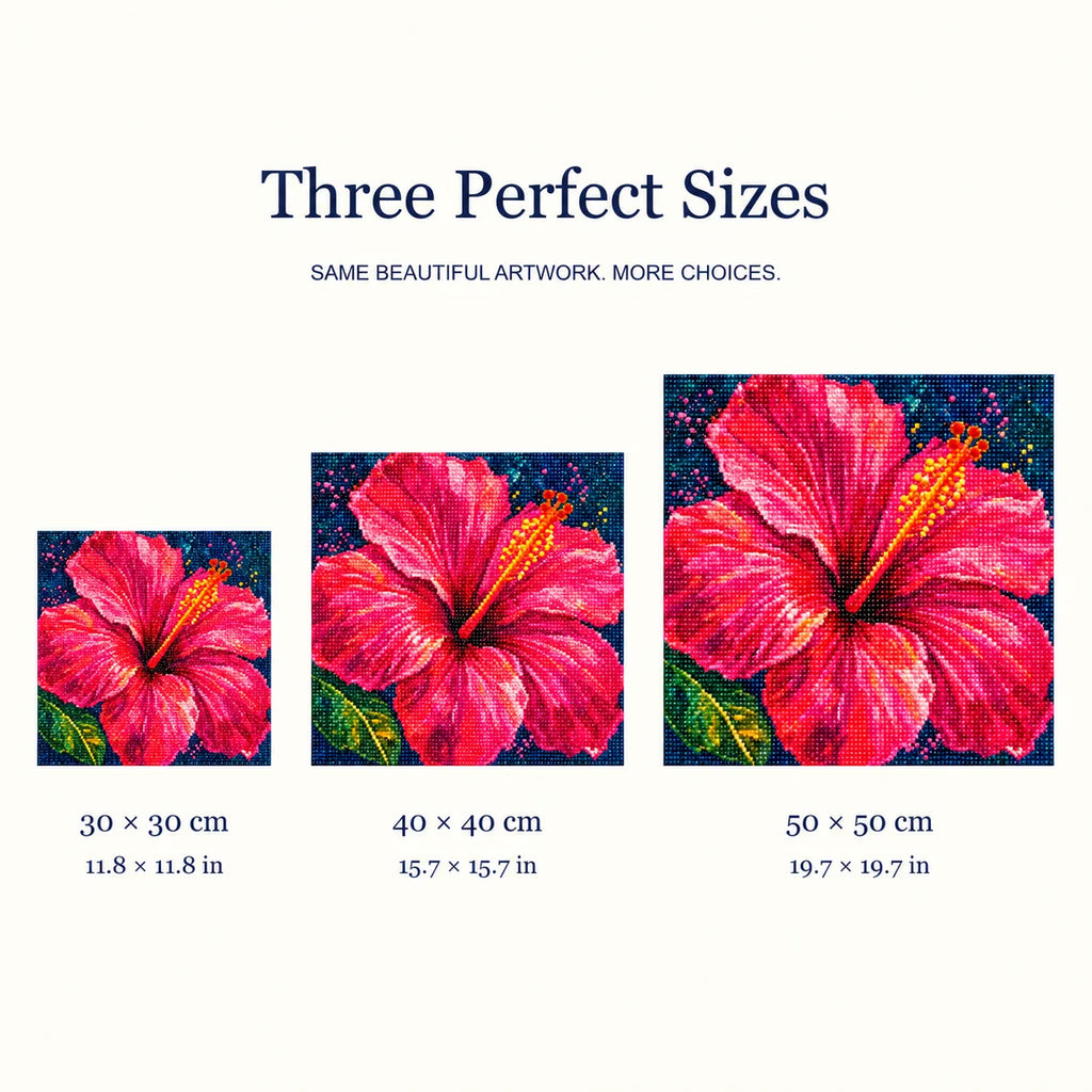 Three canvas sizes for Fuchsia Hibiscus Bloom