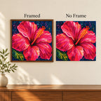 Framed and no-frame comparison for Fuchsia Hibiscus Bloom