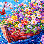 Close-up of diamond drill details in garden afloat.
