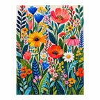Finished diamond painting of garden of blooming colors.