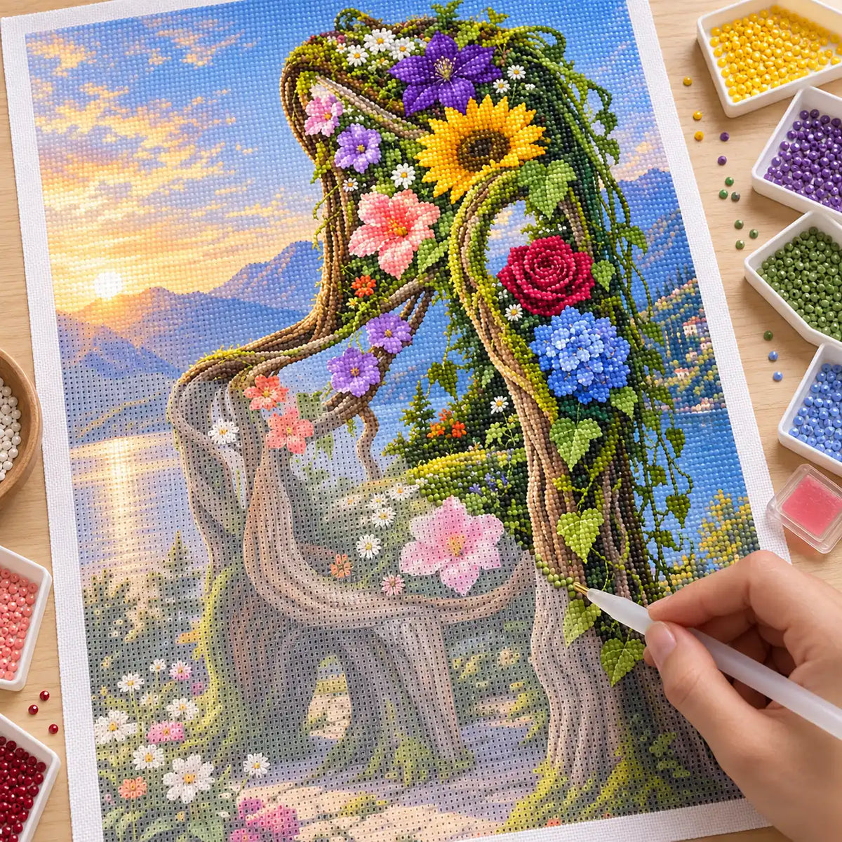 Diamond painting process for Garden Of Blossoms Arch