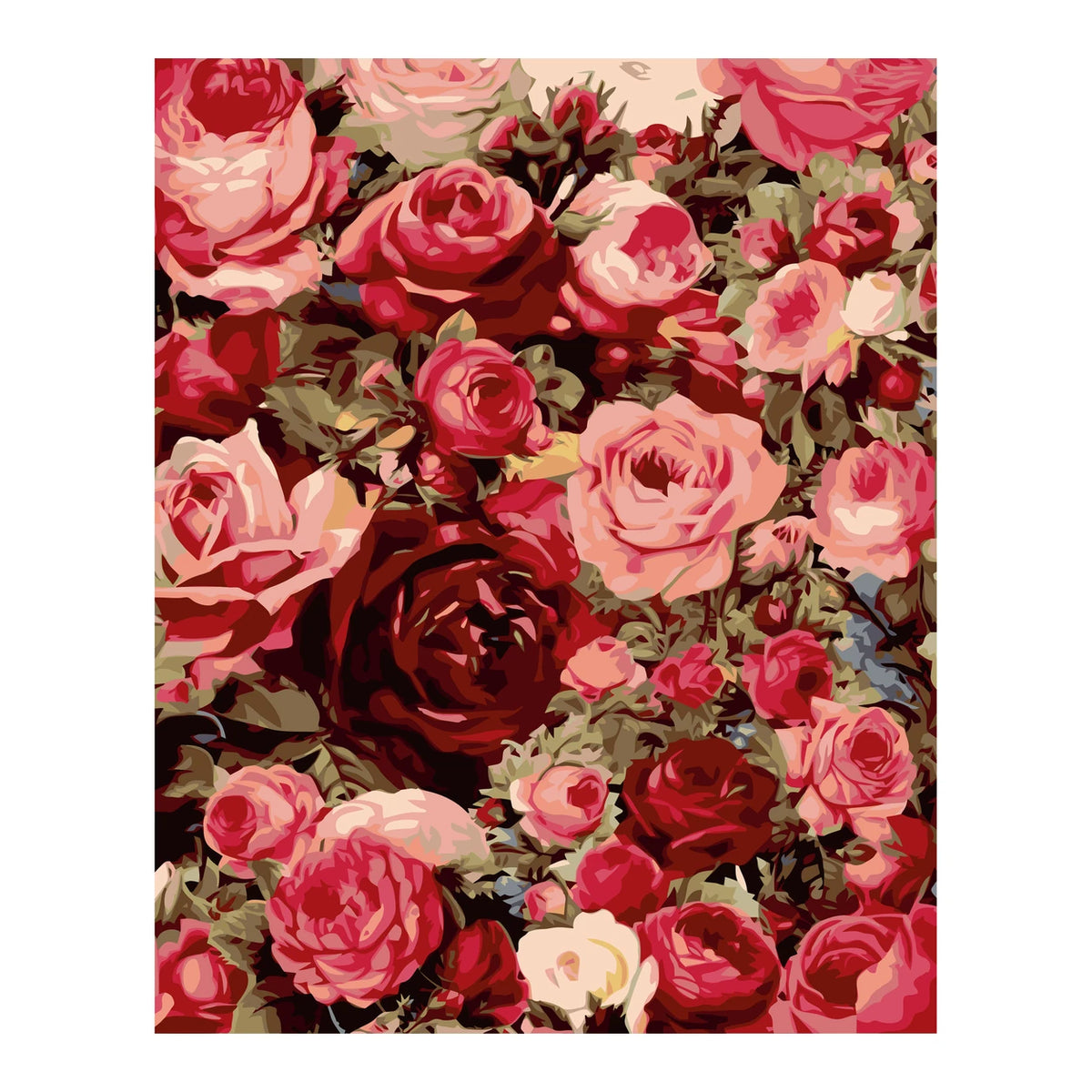 Original artwork showing garden of blushing roses.