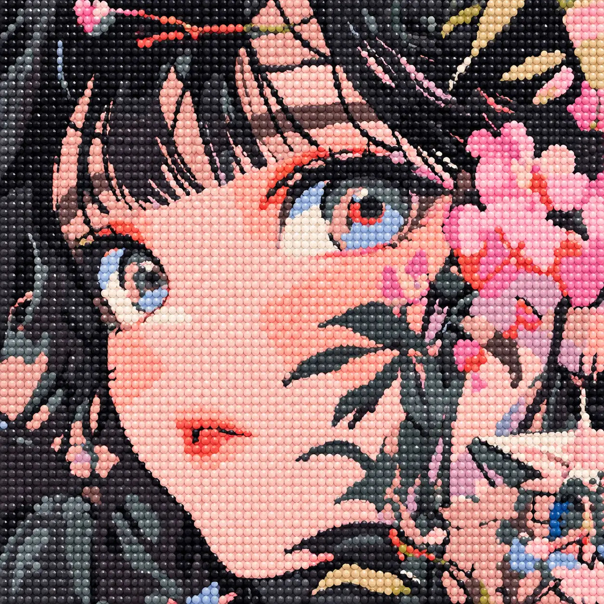 Close-up of diamond drill details in garden of quiet eyes.