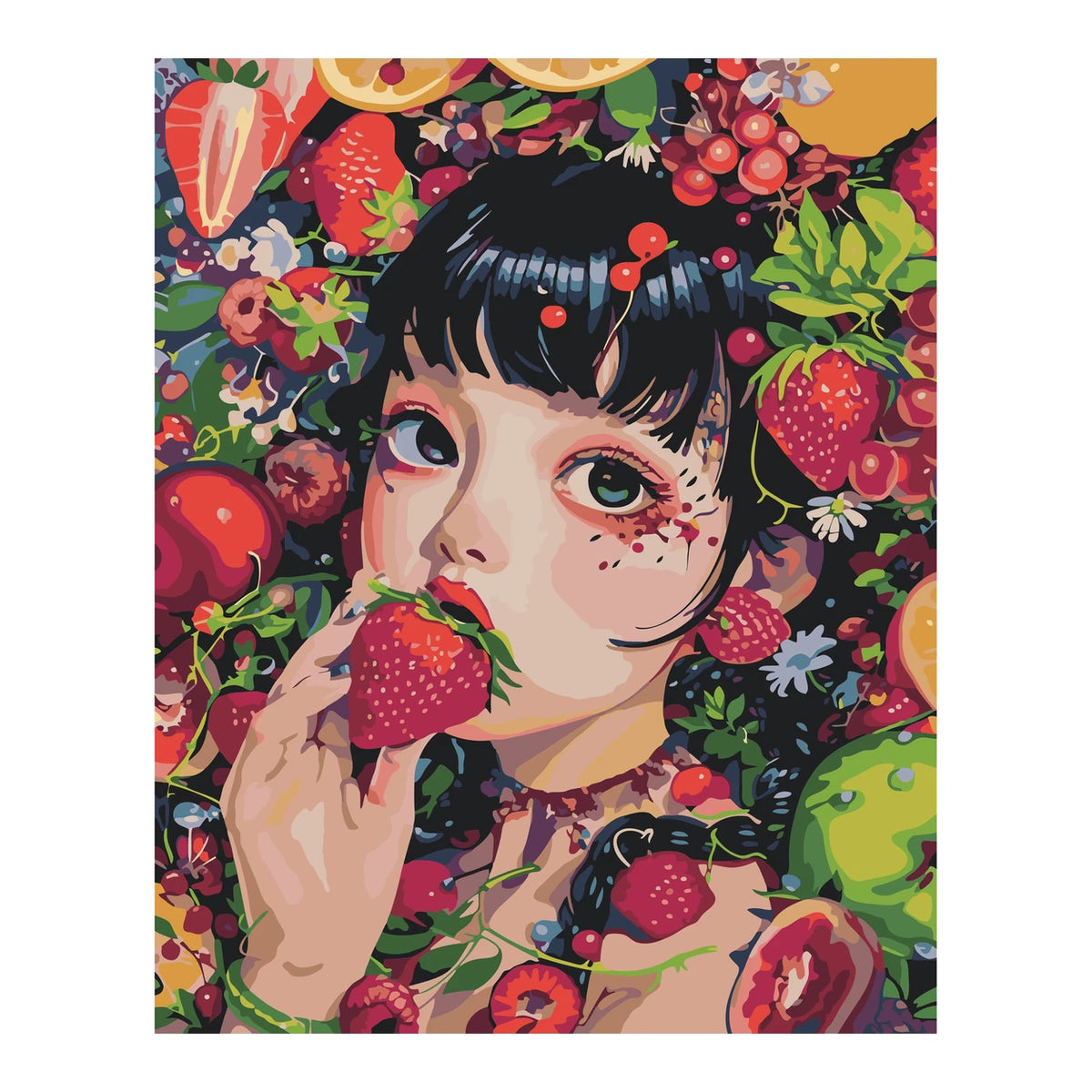 Original artwork showing garden of summer berries.