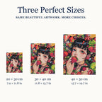 Size guide for Garden of Summer Berries Diamond Painting Kit: 20 × 30 cm, 30 × 40 cm, and 40 × 50 cm.