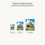 Size guide for Garden Vessel on the Hill Diamond Painting Kit: 20 × 30 cm, 30 × 40 cm and 40 × 50 cm.