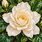Close-up diamond drill detail for Moonlit Gardenia Terrace Diamond Painting Kit