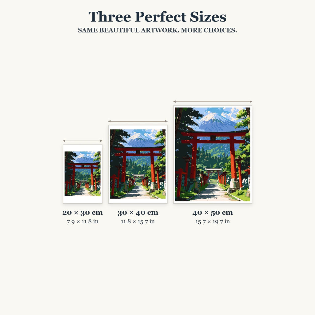 Size guide for Gateways To The Sacred Peak Diamond Painting Kit