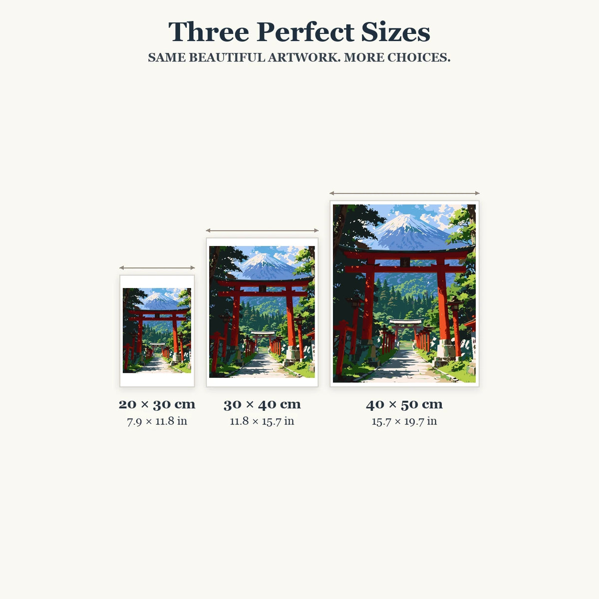 Size guide for Gateways To The Sacred Peak Diamond Painting Kit