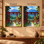 Framed and no-frame comparison for Gateways To The Sacred Peak Diamond Painting Kit