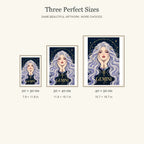 Gemini Twin Star Messenger diamond painting in 20 by 30, 30 by 40, and 40 by 50 centimeter sizes