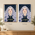 Framed and no-frame options for the Gemini Twin Star Messenger diamond painting