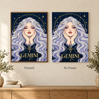 Framed and no-frame options for the Gemini Twin Star Messenger diamond painting