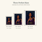 Gemini Mirrored Moon Sage diamond painting in 20 by 30, 30 by 40, and 40 by 50 centimeter sizes