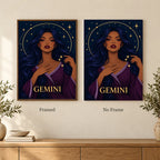Framed and no-frame options for the Gemini Mirrored Moon Sage diamond painting