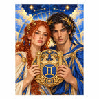 Original white-background Gemini twin-emblem couple artwork