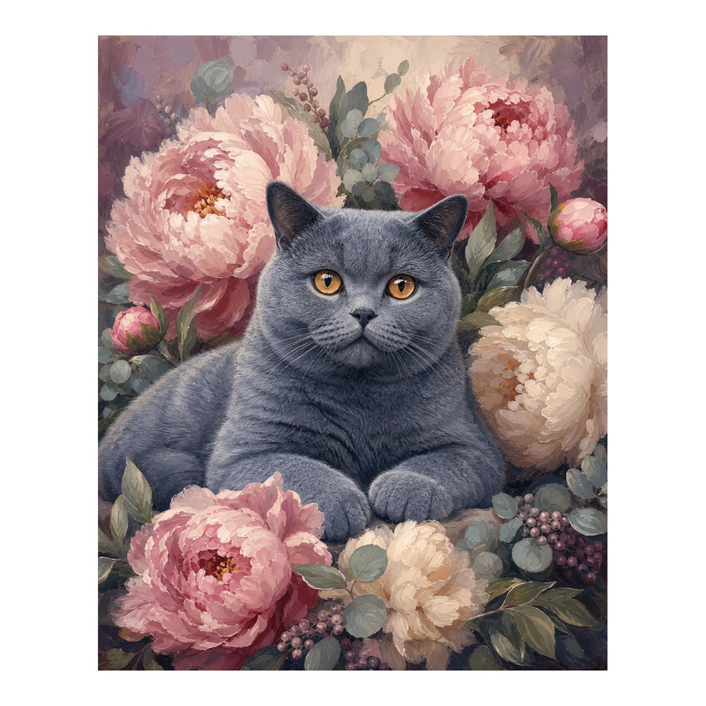 Original artwork for Gentle Gaze Among Peonies Diamond Painting Kit