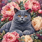 Diamond detail for Gentle Gaze Among Peonies Diamond Painting Kit