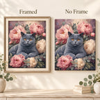 Framed and no-frame comparison for Gentle Gaze Among Peonies Diamond Painting Kit