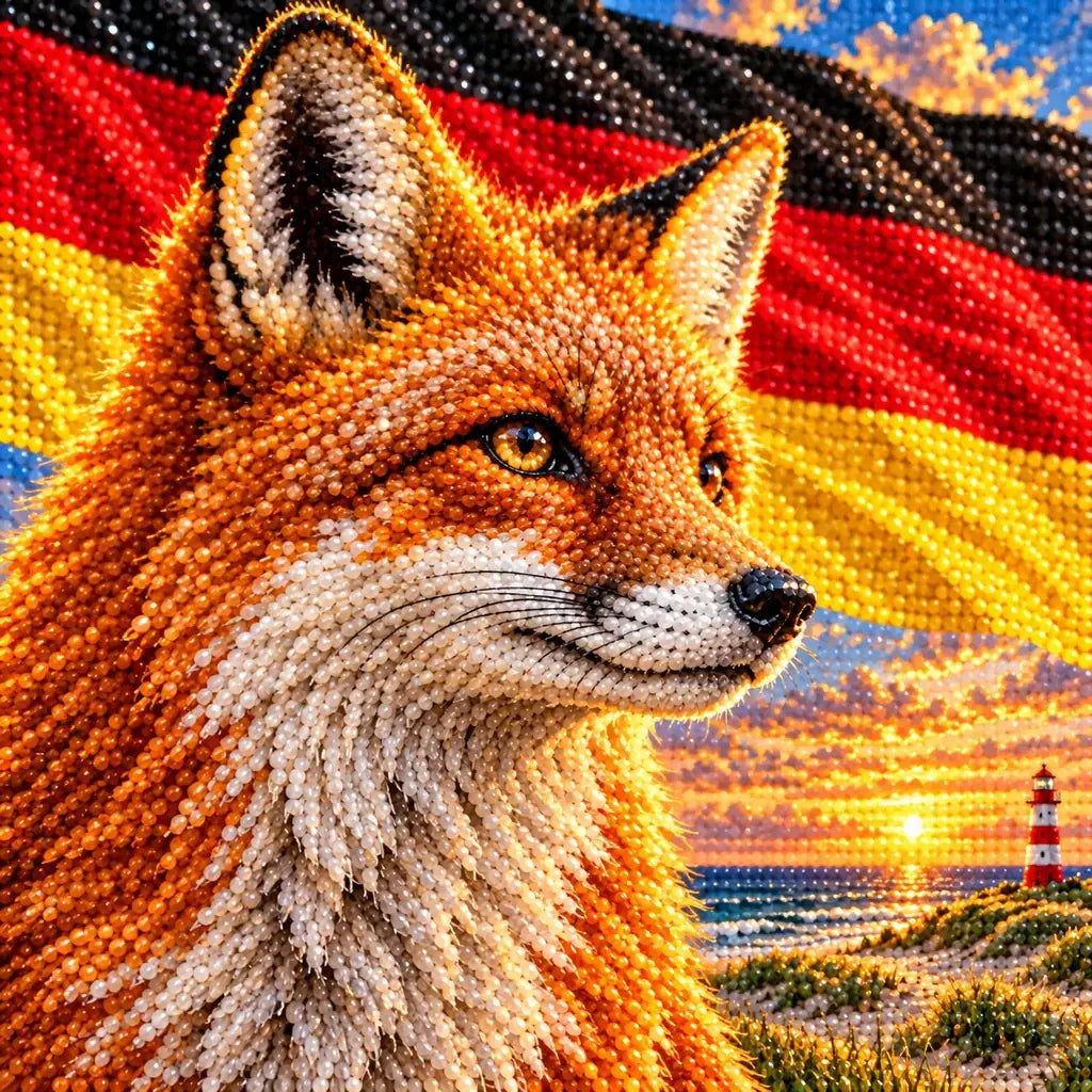 Close-up of drill details in the German Fox Baltic Coast diamond painting.