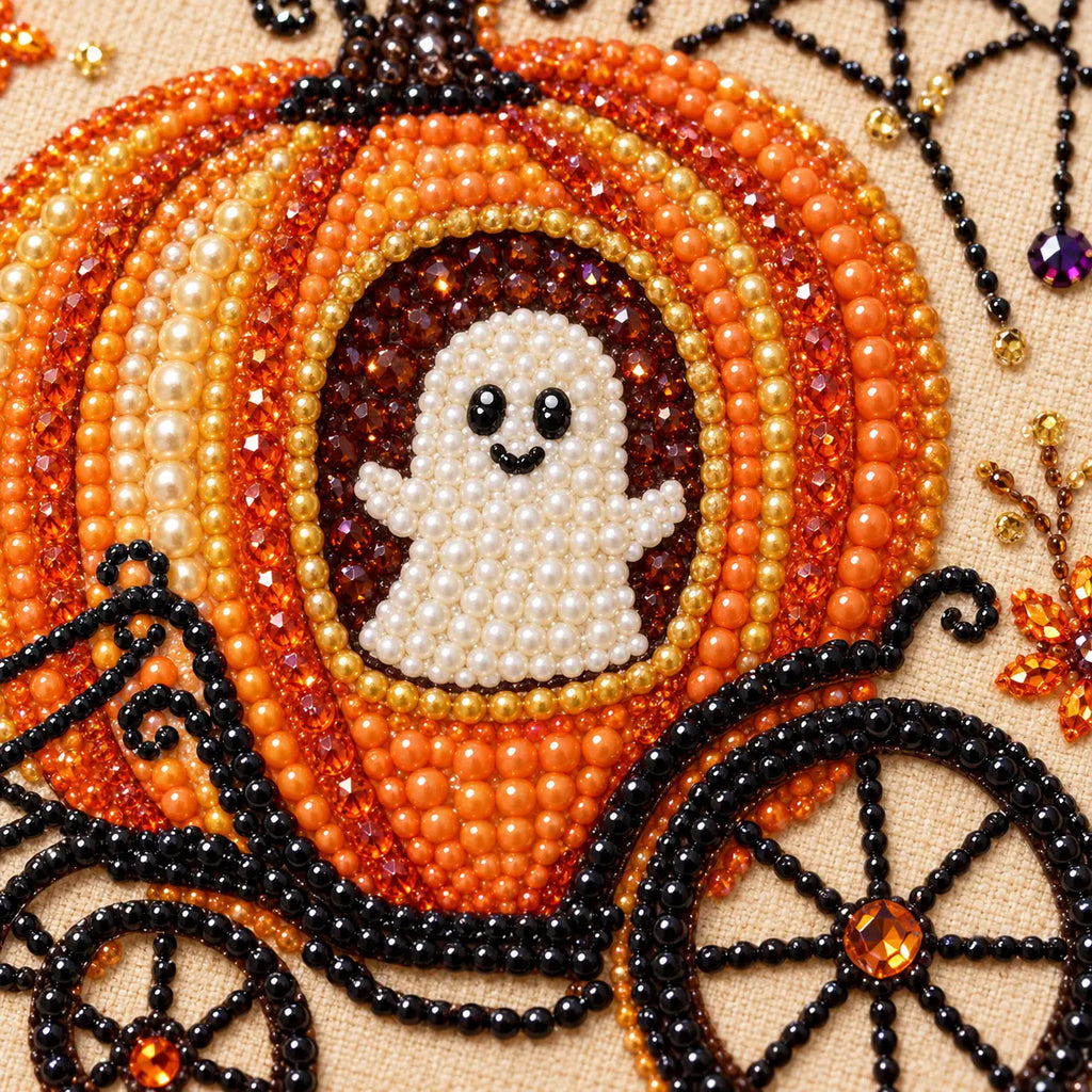 Ghost Pumpkin Carriage Pearl Diamond Painting Kit detail image