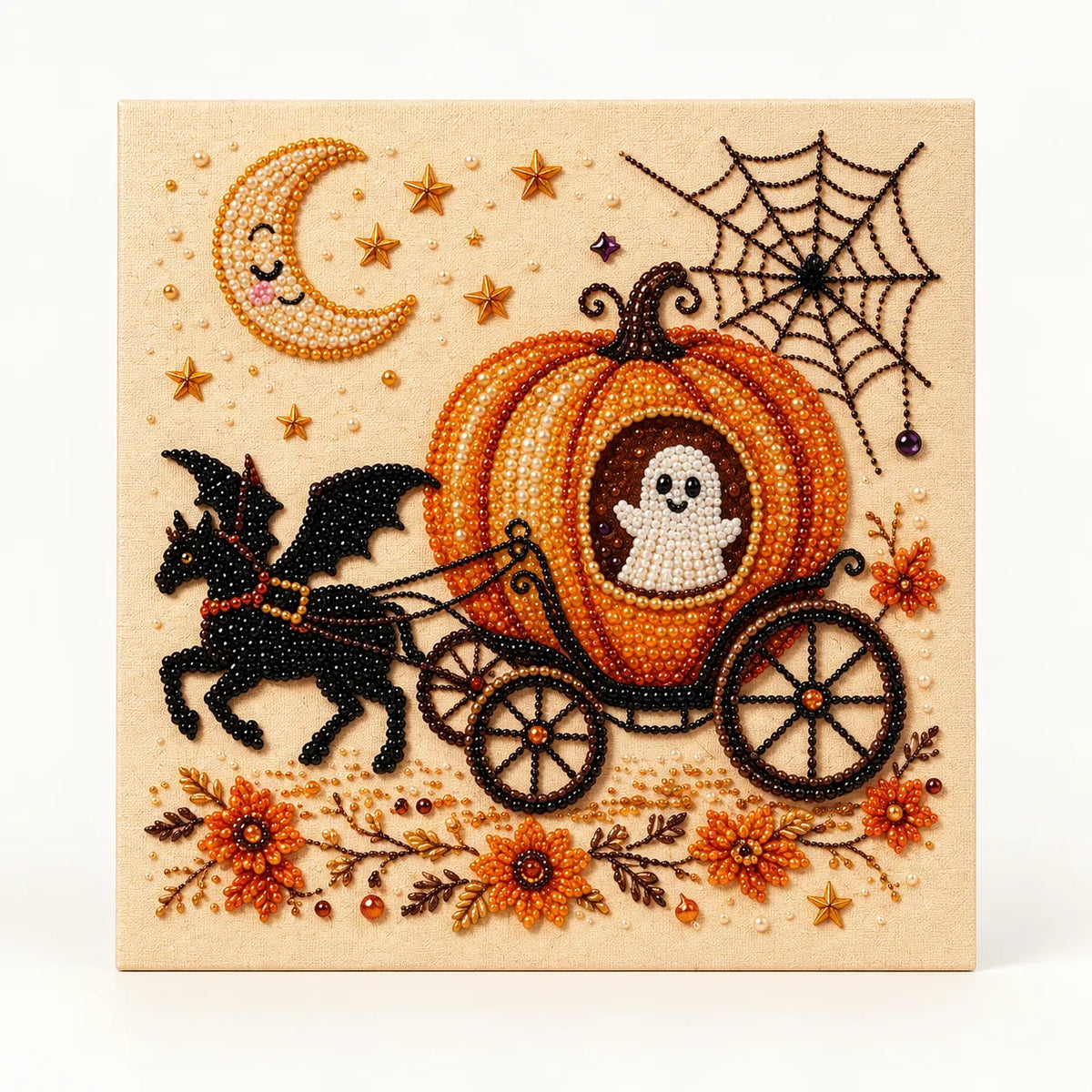 Ghost Pumpkin Carriage Pearl Diamond Painting Kit hero image
