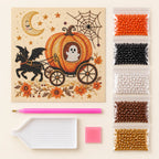 Ghost Pumpkin Carriage Pearl Diamond Painting Kit kit image