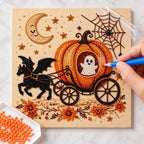 Ghost Pumpkin Carriage Pearl Diamond Painting Kit process image