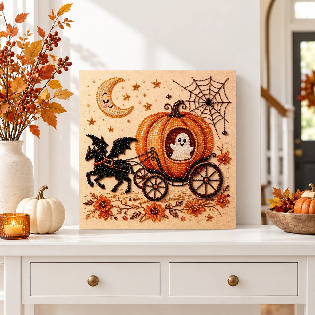 Ghost Pumpkin Carriage Pearl Diamond Painting Kit room image