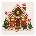 Snowy Gingerbread House pearl painting kit, white-background complete design
