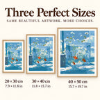 Size guide for Glass Aquarium Reflections: 20 × 30 cm, 30 × 40 cm, and 40 × 50 cm.