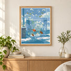 Home decor scene showing Glass Aquarium Reflections artwork displayed on a wall.