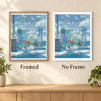 Framed and no-frame comparison for Glass Aquarium Reflections artwork.