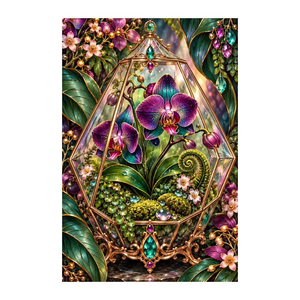 Original white-background artwork of Glass Terrarium Orchid