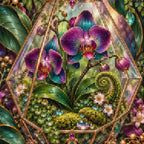Close-up of sparkling drills on the Glass Terrarium Orchid design