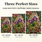 Glass Terrarium Orchid diamond painting in 20 by 30, 30 by 40, and 40 by 50 centimeter sizes