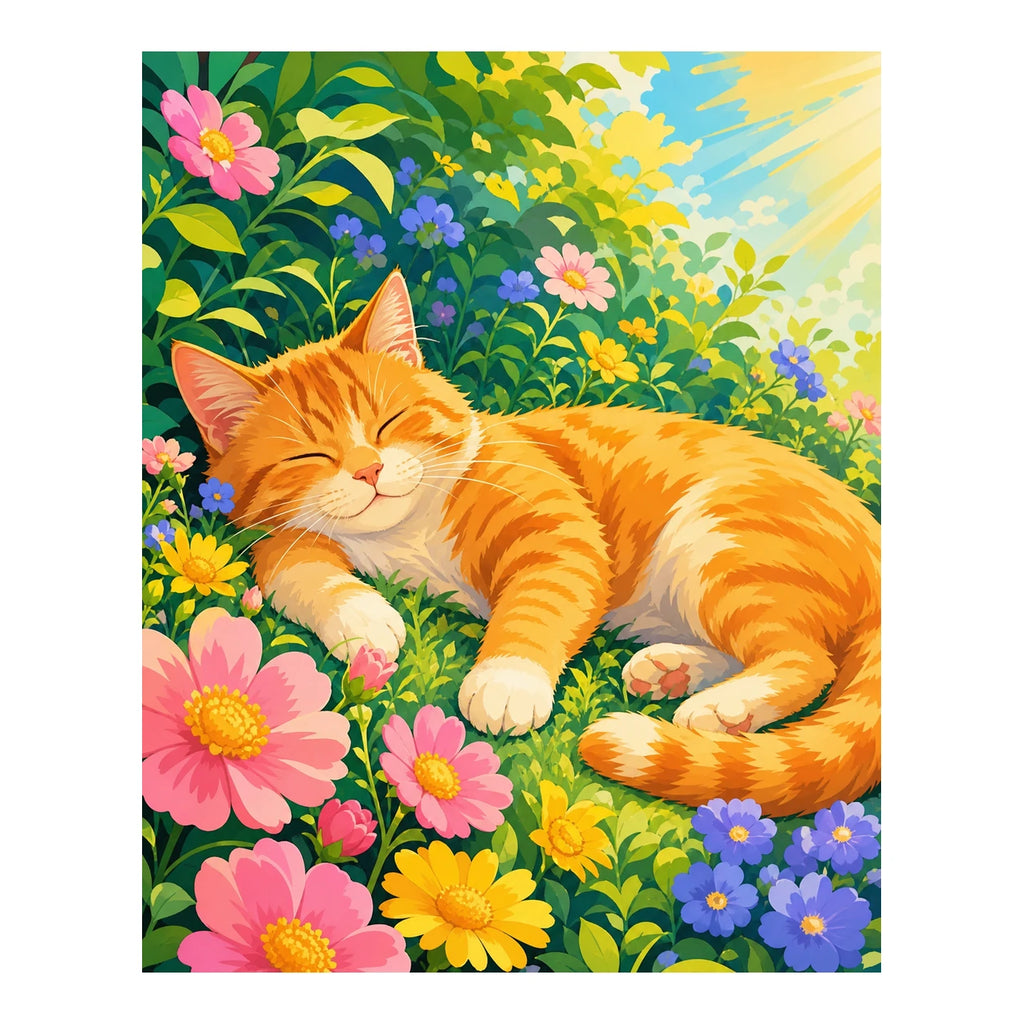 Original artwork for Golden Afternoon Nap Diamond Painting Kit