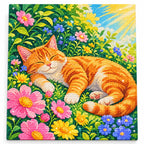 Finished diamond painting for Golden Afternoon Nap Diamond Painting Kit