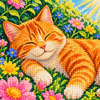 Diamond detail for Golden Afternoon Nap Diamond Painting Kit