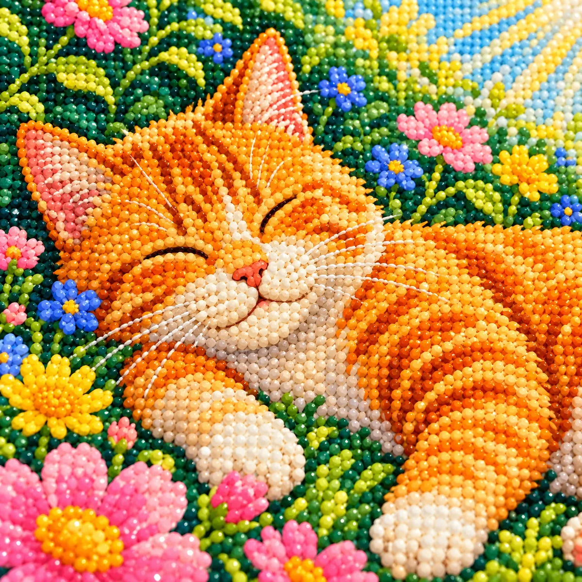 Diamond detail for Golden Afternoon Nap Diamond Painting Kit
