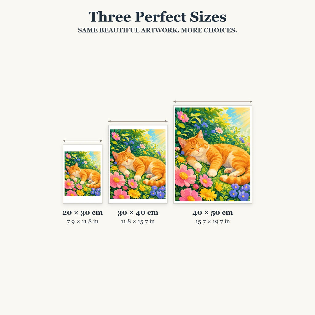Size guide for Golden Afternoon Nap Diamond Painting Kit