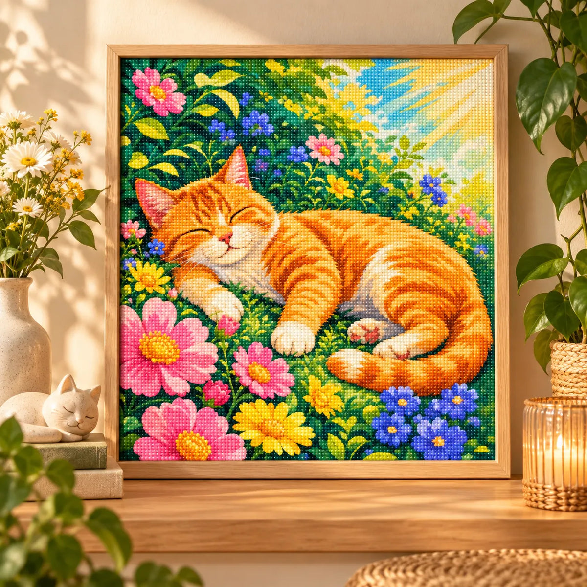 Home decor scene for Golden Afternoon Nap Diamond Painting Kit