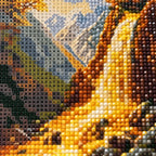 Golden Autumn Waterfall Diamond Painting Kit diamond and canvas detail