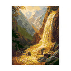 Golden Autumn Waterfall Diamond Painting Kit original artwork on white background