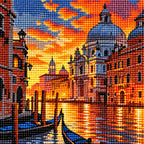 Close-up diamond drill detail of Golden Canal Evening
