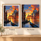 Framed and no-frame comparison for Golden Canal Evening