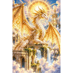 Golden Celestial Dragon Sun Temple — original artwork on a clean white background