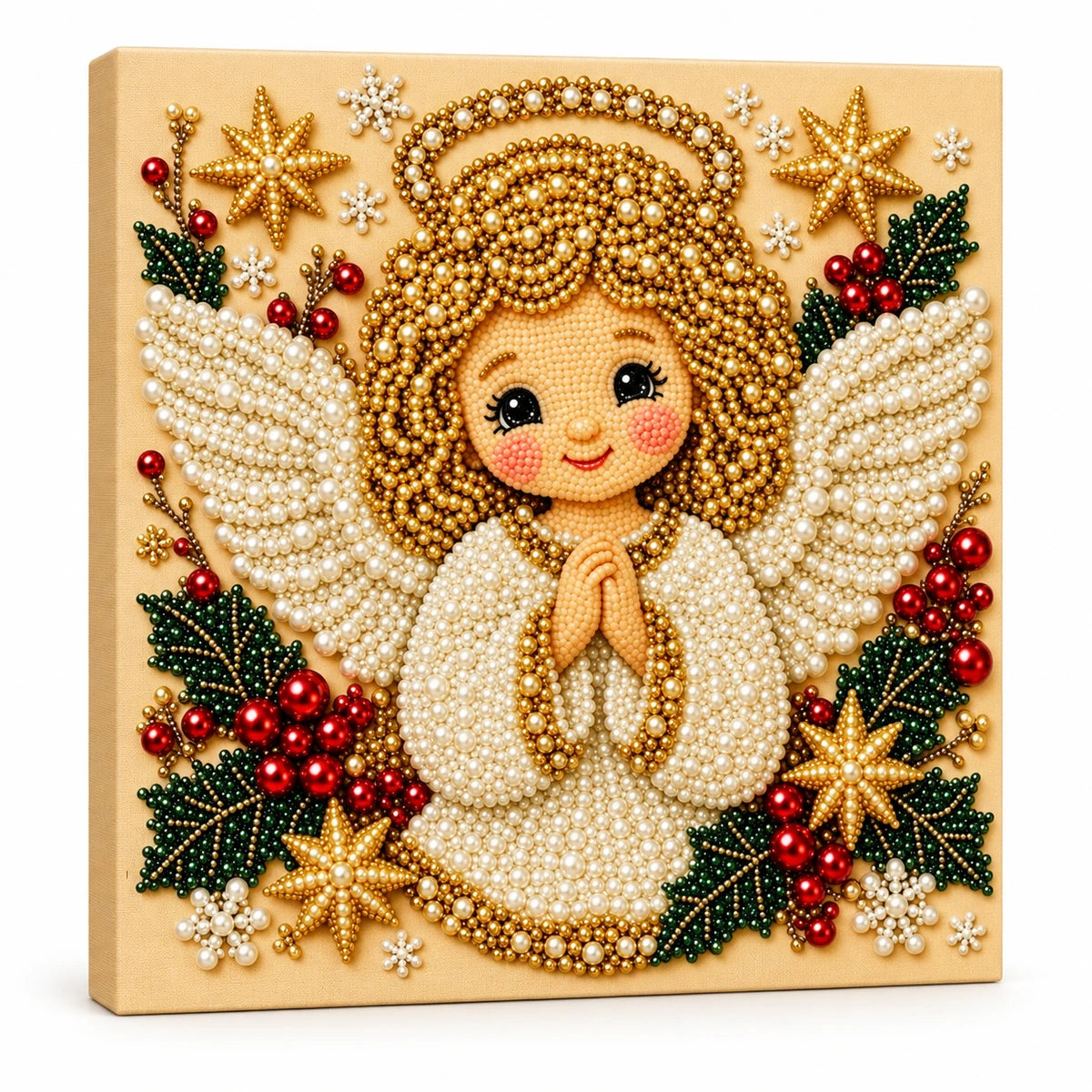 Golden Christmas Angel Pearl Diamond Painting Kit hero image