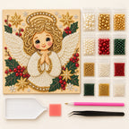 Golden Christmas Angel Pearl Diamond Painting Kit kit image